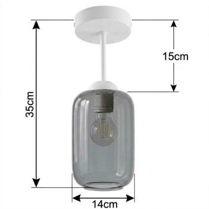 BRILAGI - LED lustru aplicat RETRO GLASS 1xE27/60W/230V Ø 14 cm alb/gri fumuriu