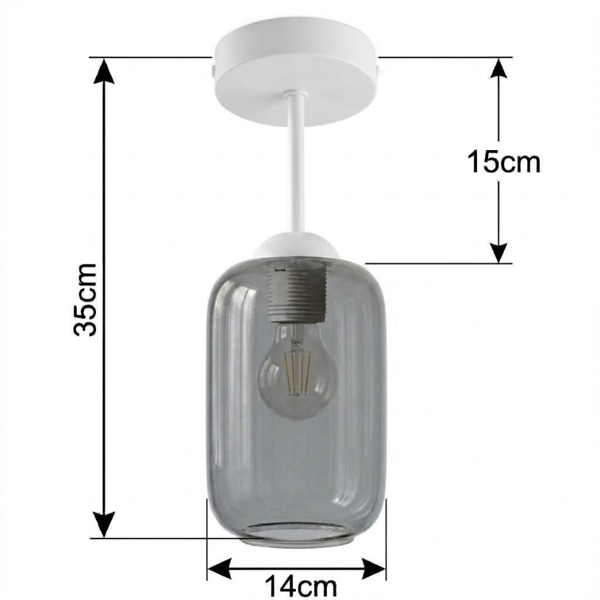 BRILAGI - LED lustru aplicat RETRO GLASS 1xE27/60W/230V Ø 14 cm alb/gri fumuriu