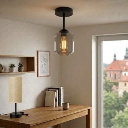 BRILAGI - LED lustră aplicată RETRO GLASS 1xE27/60W/230V Ø 14 cm negru/gri fumuriu