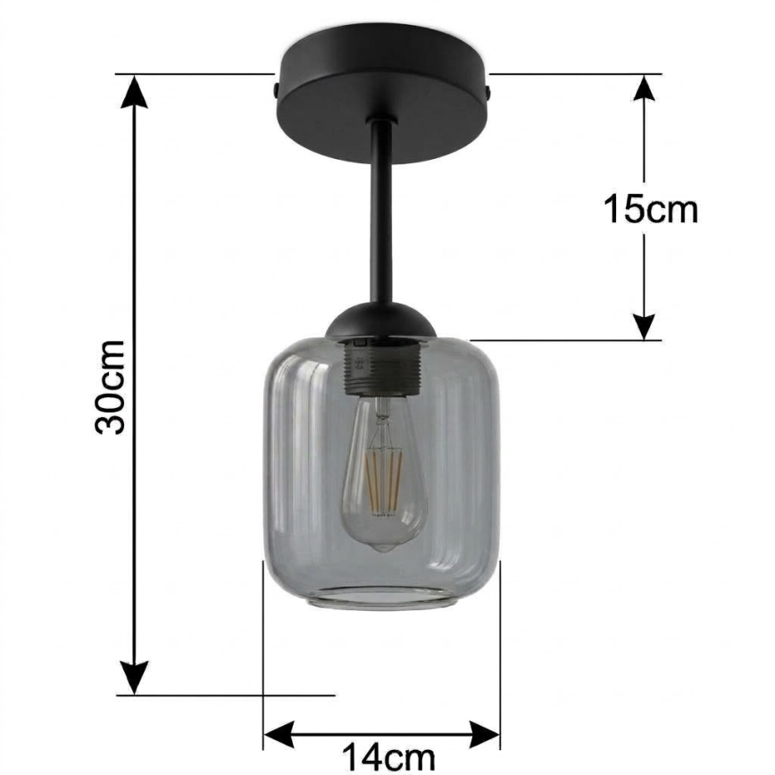 BRILAGI - LED lustră aplicată RETRO GLASS 1xE27/60W/230V Ø 14 cm negru/gri fumuriu
