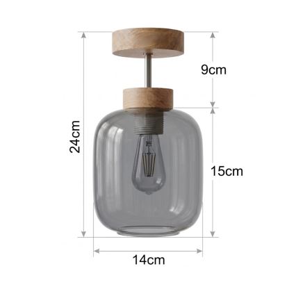 BRILAGI - Lustră aplicată cu LED RETRO GLASS 1xE27/60W/230V Ø 14 cm stejar/gri fumuriu