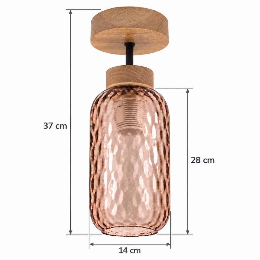 BRILAGI - LED lustra aplicată RETRO GLASS 1xE27/60W/230V Ø 14 cm stejar/maro fumuriu
