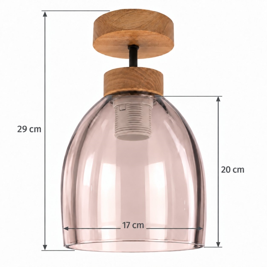 BRILAGI - LED Lustru aplicat RETRO GLASS 1xE27/60W/230V Ø 17 cm stejar/bej fumuriu