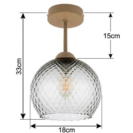 BRILAGI - LED lustru aplicat RETRO GLASS 1xE27/60W/230V Ø 18 cm bej/gri fumuriu