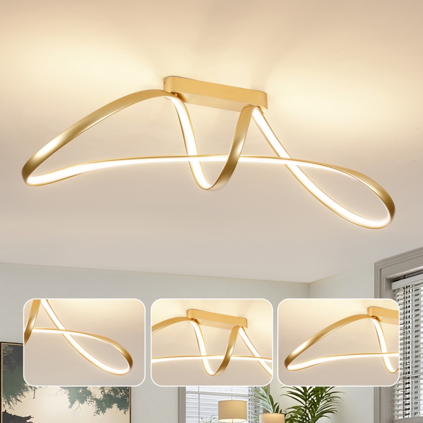 Brilagi - Lustră LED aplicată reglabilă TWISTER, 60W/230V, 3000-6000K, auriu + telecomandă
