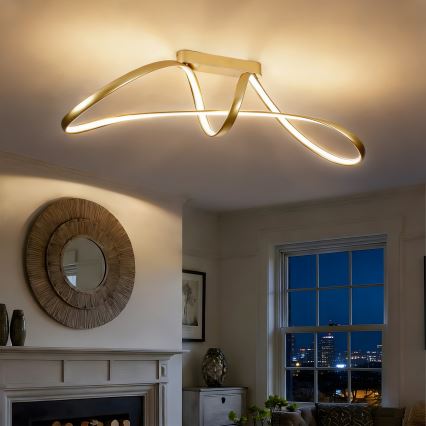 Brilagi - Lustră LED aplicată reglabilă TWISTER, 60W/230V, 3000-6000K, auriu + telecomandă