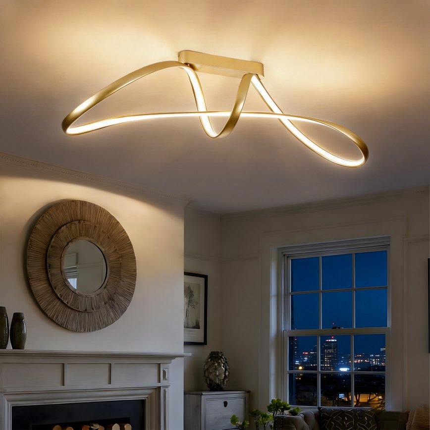 Brilagi - Lustră LED aplicată reglabilă TWISTER, 60W/230V, 3000-6000K, auriu + telecomandă