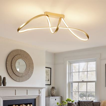 Brilagi - Lustră LED aplicată reglabilă TWISTER, 60W/230V, 3000-6000K, auriu + telecomandă