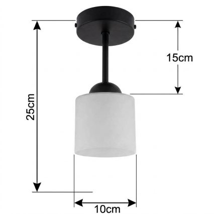 BRILAGI - LED Lustră aplicată RETRO GLASS 1xE27/60W/230V Ø 10 cm negru/alb
