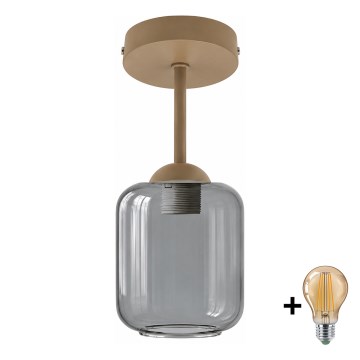 BRILAGI - LED lustra aplicată RETRO GLASS 1xE27/60W/230V Ø 14 cm bej/gri fumuriu