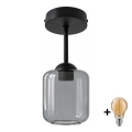 BRILAGI - LED lustră aplicată RETRO GLASS 1xE27/60W/230V Ø 14 cm negru/gri fumuriu