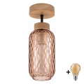 BRILAGI - LED lustra aplicată RETRO GLASS 1xE27/60W/230V Ø 14 cm stejar/maro fumuriu