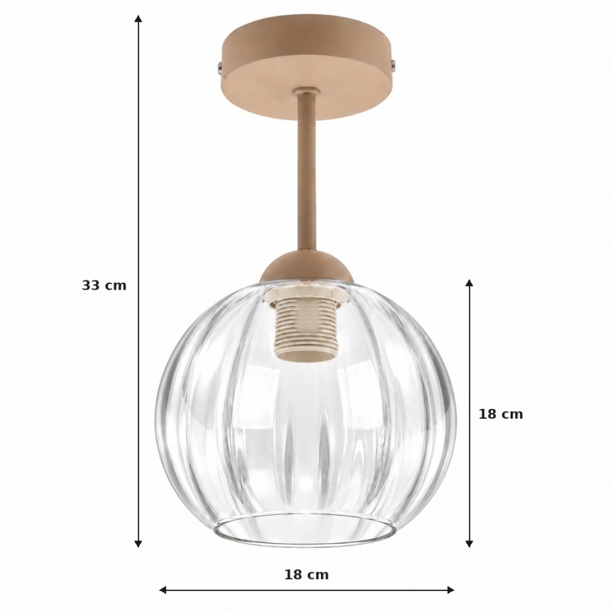 BRILAGI - LED lustra aplicată RETRO GLASS 1xE27/60W/230V Ø 18 cm bej/transparent