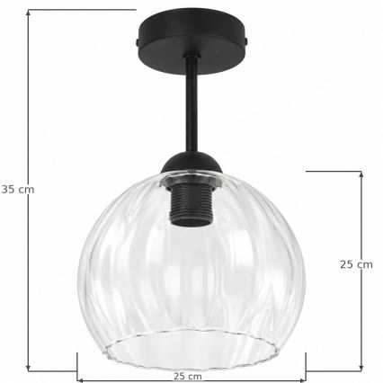 BRILAGI - LED lustră aplicată RETRO GLASS 1xE27/60W/230V ø 25 cm negru/transparent