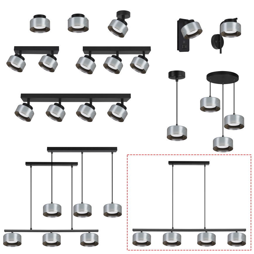 Brilagi - LED Lustră AURA LUX suspendată pe cablu 4xGX53/30W/230V negru/fumuriu