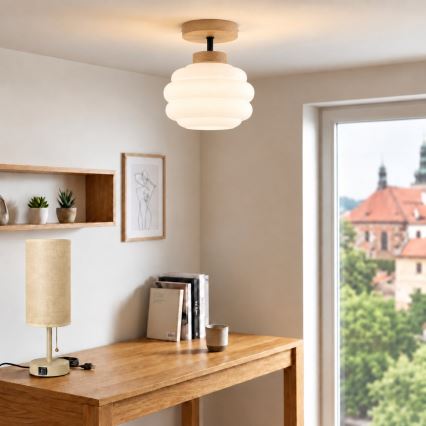BRILAGI - LED lustra de tavan aplicată RETRO GLASS 1xE27/60W/230V Ø 20 cm stejar/alb
