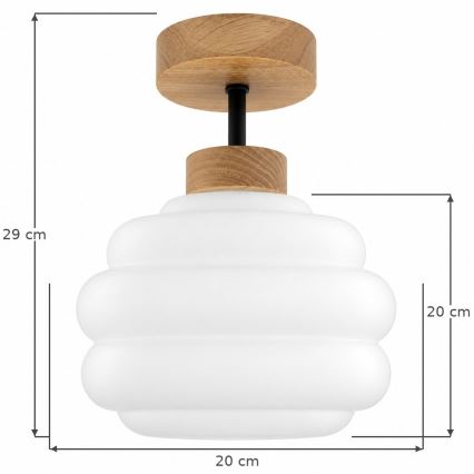 BRILAGI - LED lustra de tavan aplicată RETRO GLASS 1xE27/60W/230V Ø 20 cm stejar/alb