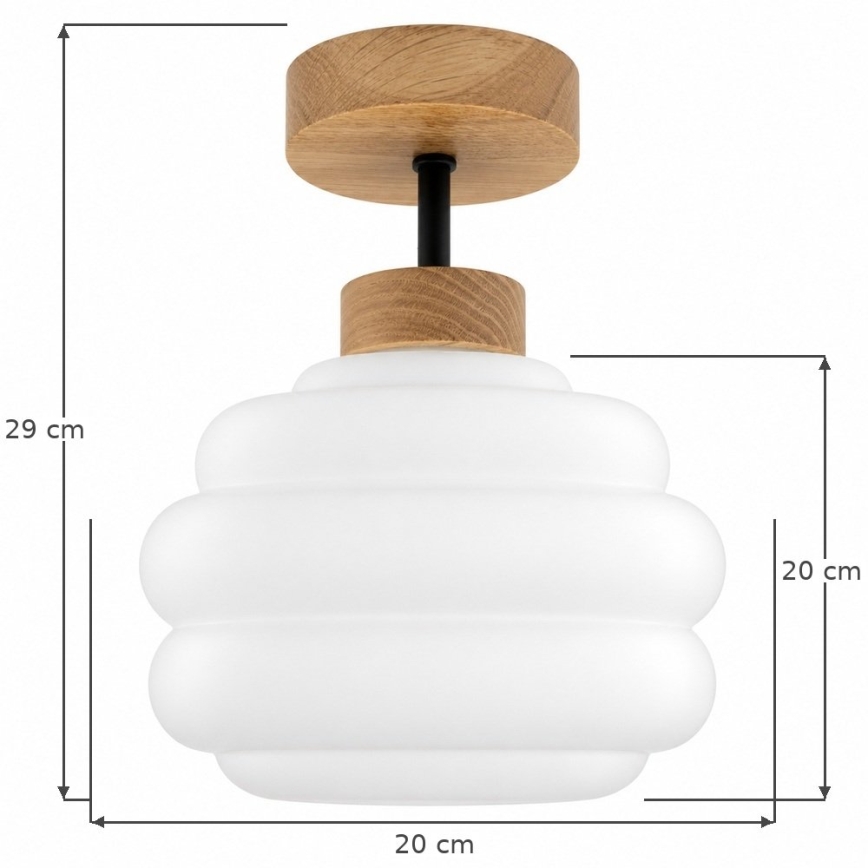 BRILAGI - LED lustra de tavan aplicată RETRO GLASS 1xE27/60W/230V Ø 20 cm stejar/alb