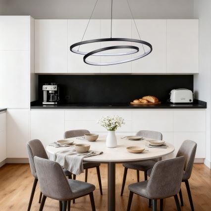 Brilagi - Lustra LED dimmabilă pe cablu TWISTER LED/75W/230V 3000-6000K Ø 70 cm neagră + telecomandă