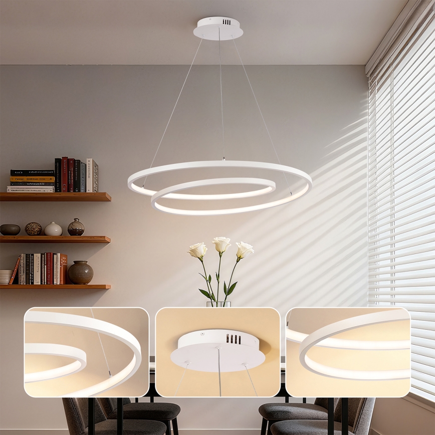 Brilagi - Lustră LED dimerizabilă pe cablu TWISTER LED/105W/230V 3000-6000K diametru 100 cm, albă + telecomandă