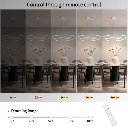 Brilagi - Lustră LED dimerizabilă pe cablu TWISTER LED/105W/230V 3000-6000K diametru 100 cm, albă + telecomandă