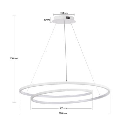 Brilagi - Lustră LED dimerizabilă pe cablu TWISTER LED/105W/230V 3000-6000K diametru 100 cm, albă + telecomandă