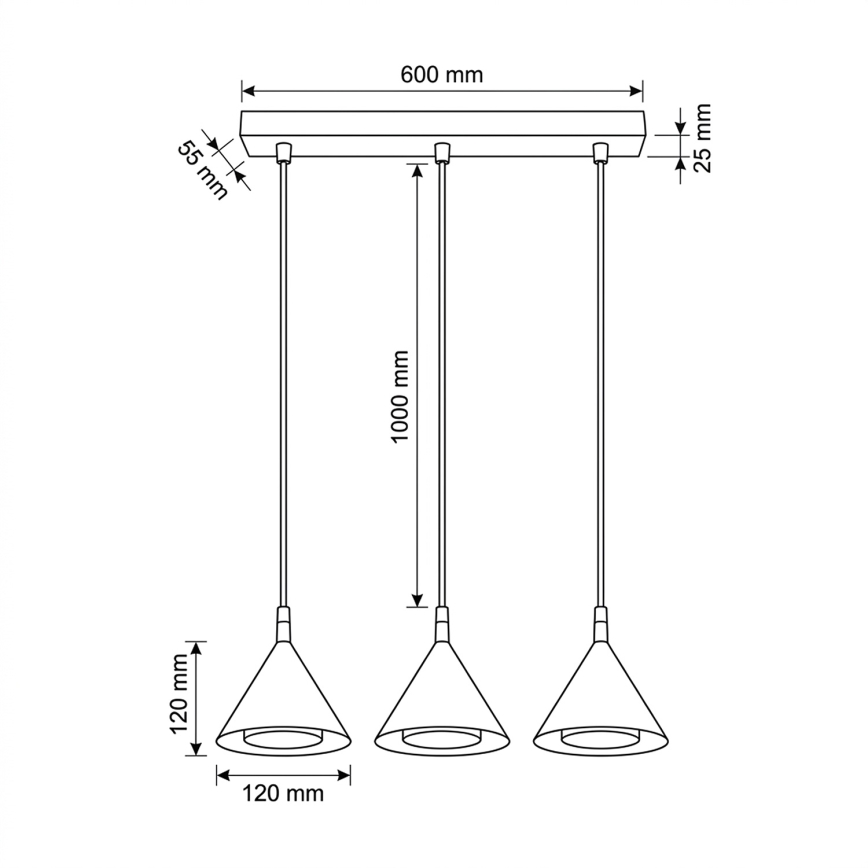 BRILAGI - LED Lustră pe cablu CONE TRIPLE 3xGX53/15W/230V albă