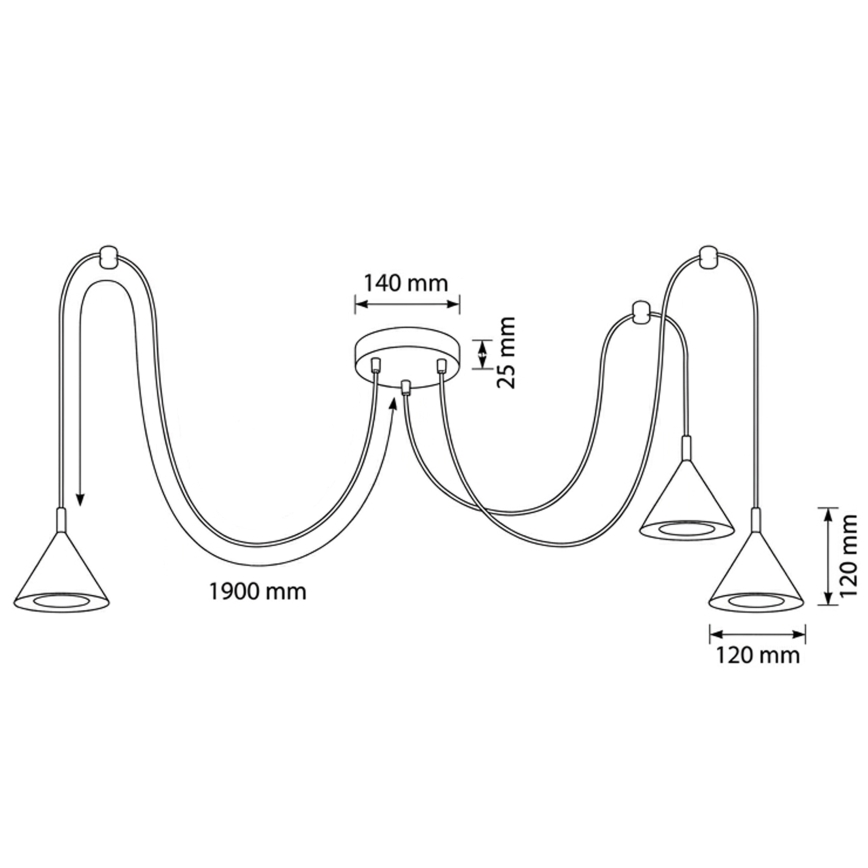 BRILAGI - LED Lustră pe cablu CONE TRIPLE SPIDER 3xGX53/15W/230V neagră