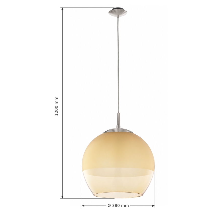 BRILAGI - lustra LED pe cablu RETRO GLASS 1xE27/60W/230V Ø 38 cm crom mat/bej fumuriu