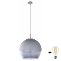 BRILAGI - LED Lustră pe cablu RETRO GLASS 1xE27/60W/230V crom mat/gri fumuriu