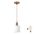 BRILAGI - LED lustră pe cablu RETRO GLASS 1xE27/60W/230V Ø 10 cm auriu/alb