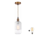 BRILAGI - LED Lustră pe cablu RETRO GLASS 1xE27/60W/230V Ø 14 cm aurie/albă
