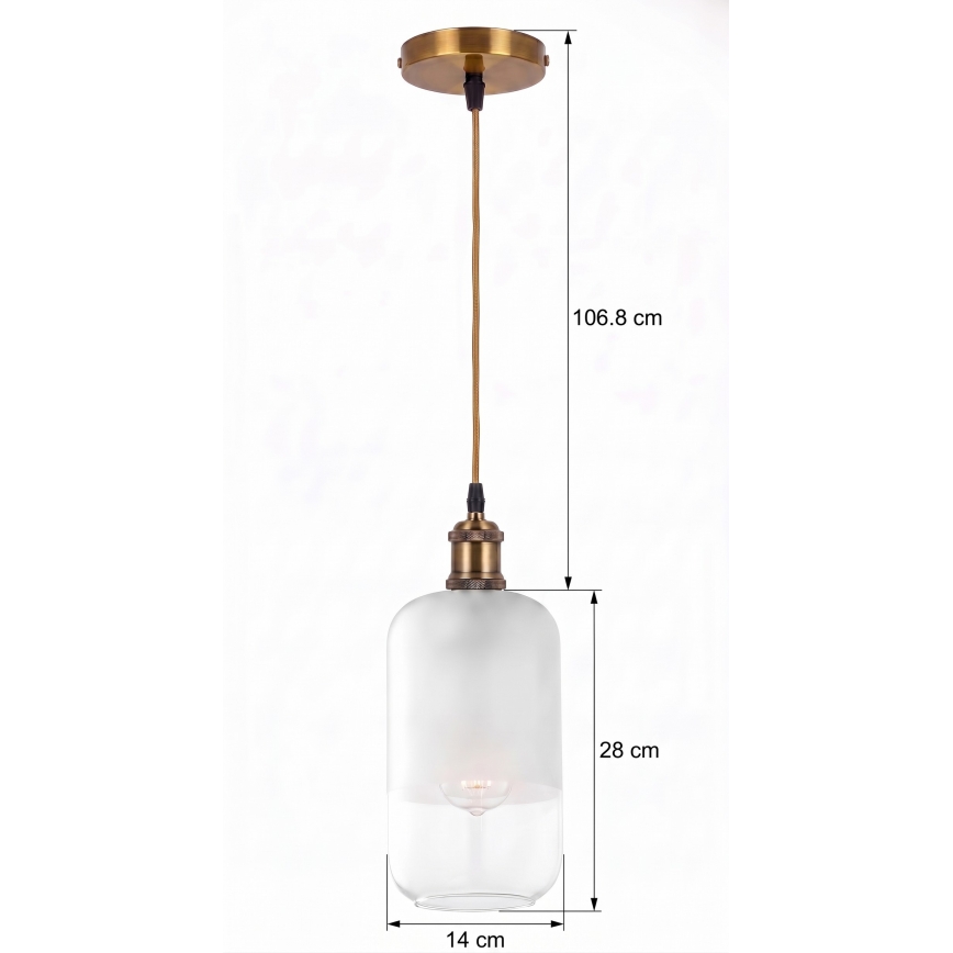 BRILAGI - LED Lustră pe cablu RETRO GLASS 1xE27/60W/230V Ø 14 cm aurie/albă