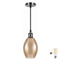 BRILAGI - LED lustra pe cablu RETRO GLASS 1xE27/60W/230V Ø 17 cm negru/bej fumuriu