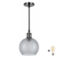 BRILAGI - LED Lustră pe cablu RETRO GLASS 1xE27/60W/230V Ø 18 cm negru/gri fumuriu