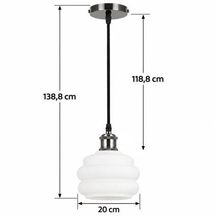 BRILAGI - LED lustra pe cablu RETRO GLASS 1xE27/60W/230V Ø 20 cm negru/alb