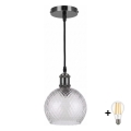 BRILAGI - LED lustra pe cablu RETRO GLASS 1xE27/60W/230V Ø 25 cm negru/gri fumuriu