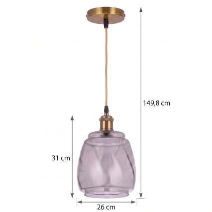 BRILAGI - Lustră LED suspendată pe cablu RETRO GLASS 1xE27/60W/230V Ø 26 cm auriu/gri fumuriu