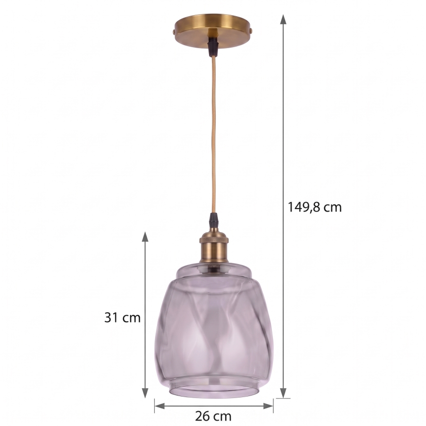 BRILAGI - Lustră LED suspendată pe cablu RETRO GLASS 1xE27/60W/230V Ø 26 cm auriu/gri fumuriu