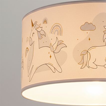 Brilagi - Lustru LED suspendat pentru copii pe cablu BOBO 1xE27/10W/230V Ø 35 cm alb/unicorni