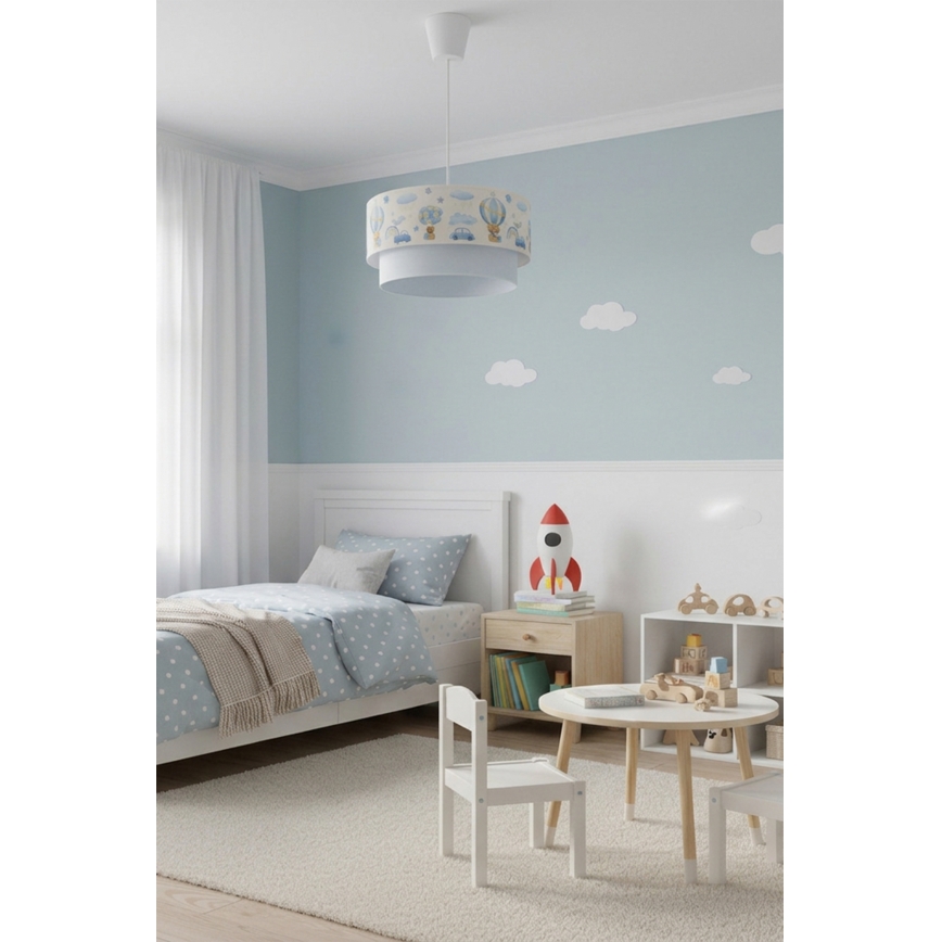 Brilagi - Lustră LED suspendată pentru copii BOBO, 1xE27/60W/230V, diametru 40 cm, crem/albastru/cu ursuleți