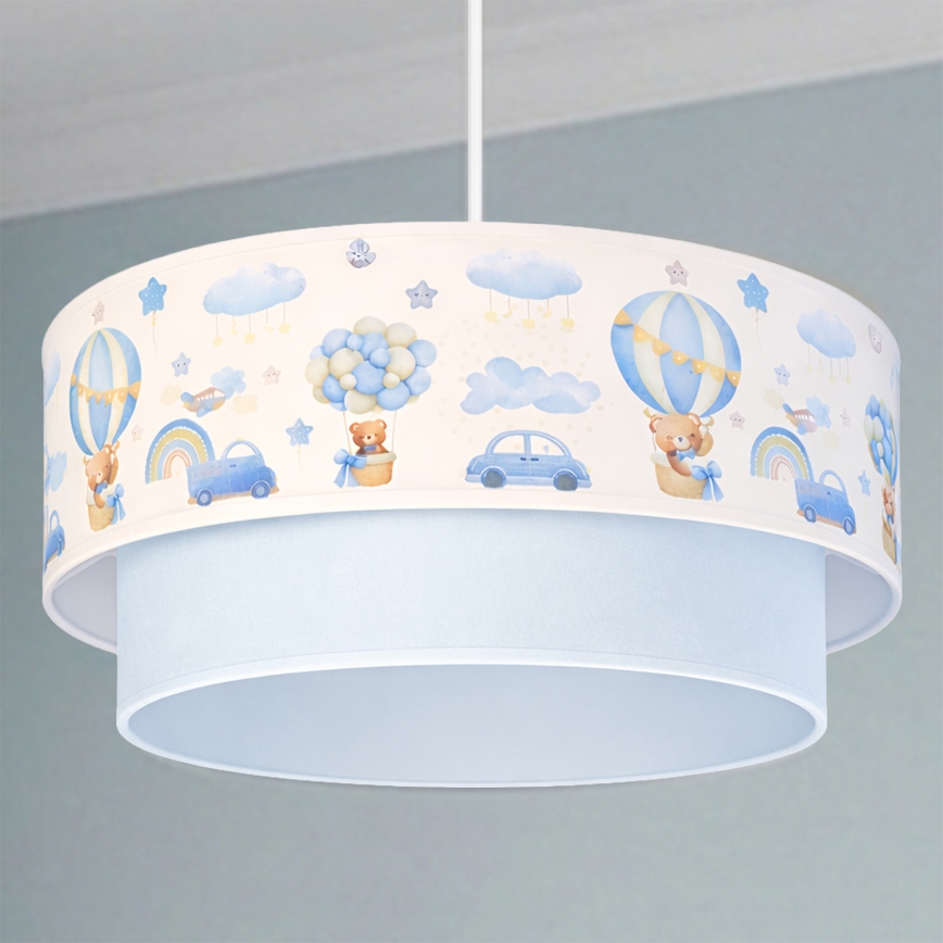 Brilagi - Lustră LED suspendată pentru copii BOBO, 1xE27/60W/230V, diametru 40 cm, crem/albastru/cu ursuleți