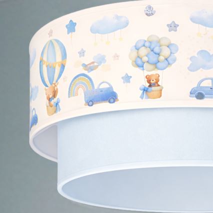 Brilagi - Lustră LED suspendată pentru copii BOBO, 1xE27/60W/230V, diametru 40 cm, crem/albastru/cu ursuleți