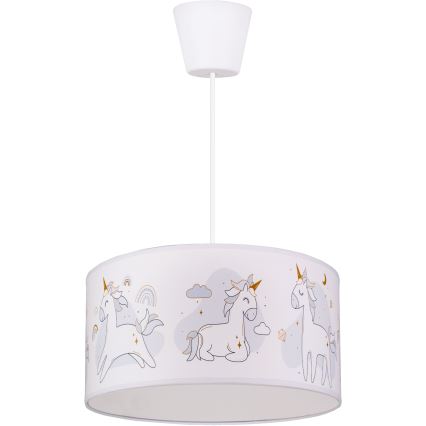 Brilagi - Lustra LED pentru copii BOBO cu cablu 1xE27/60W/230V, diam. 35 cm, alb/unicorni