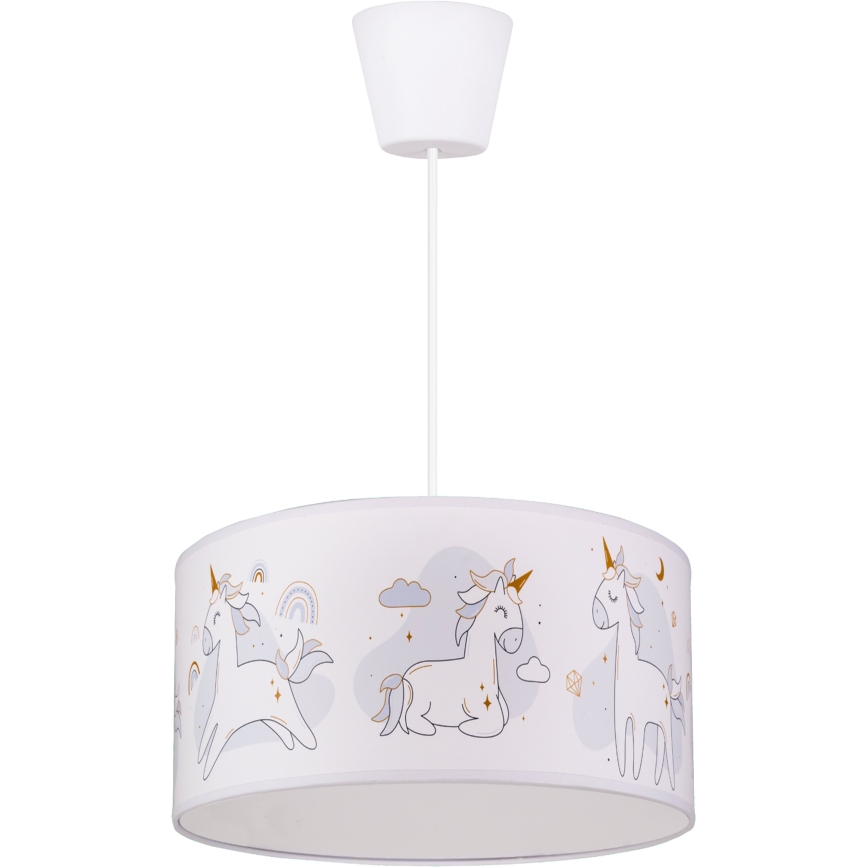Brilagi - Lustra LED pentru copii BOBO cu cablu 1xE27/60W/230V, diam. 35 cm, alb/unicorni