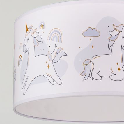 Brilagi - Lustra LED pentru copii BOBO cu cablu 1xE27/60W/230V, diam. 35 cm, alb/unicorni