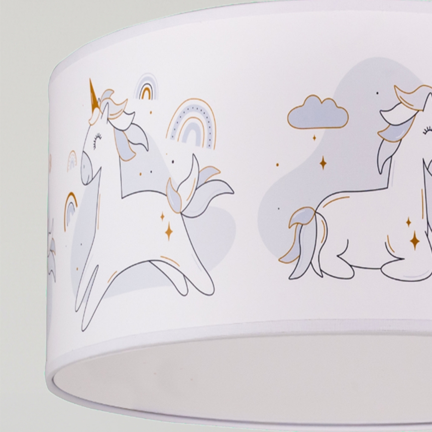 Brilagi - Lustra LED pentru copii BOBO cu cablu 1xE27/60W/230V, diam. 35 cm, alb/unicorni