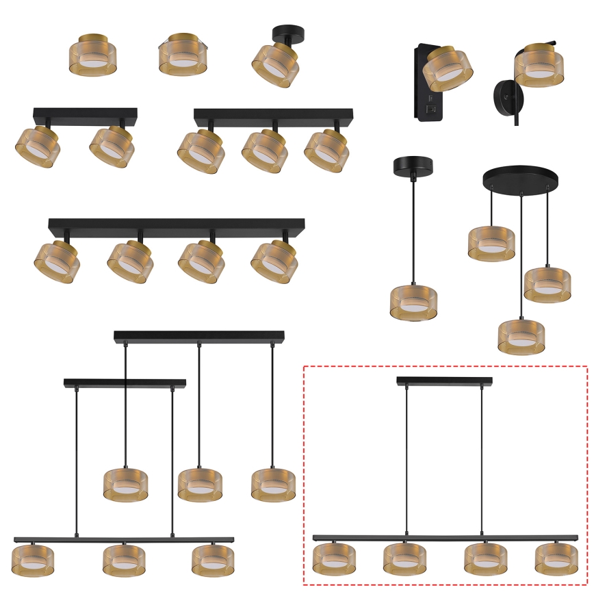 Brilagi - LED Lustră suspendată AURA LUX 4xGX53/30W/230V negru/auriu