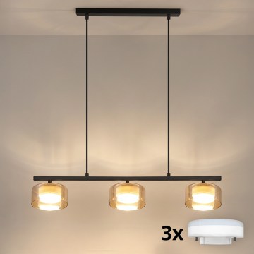 Brilagi - LED Lustră suspendată pe cablu AURA LUX 3xGX53/30W/230V negru/auriu