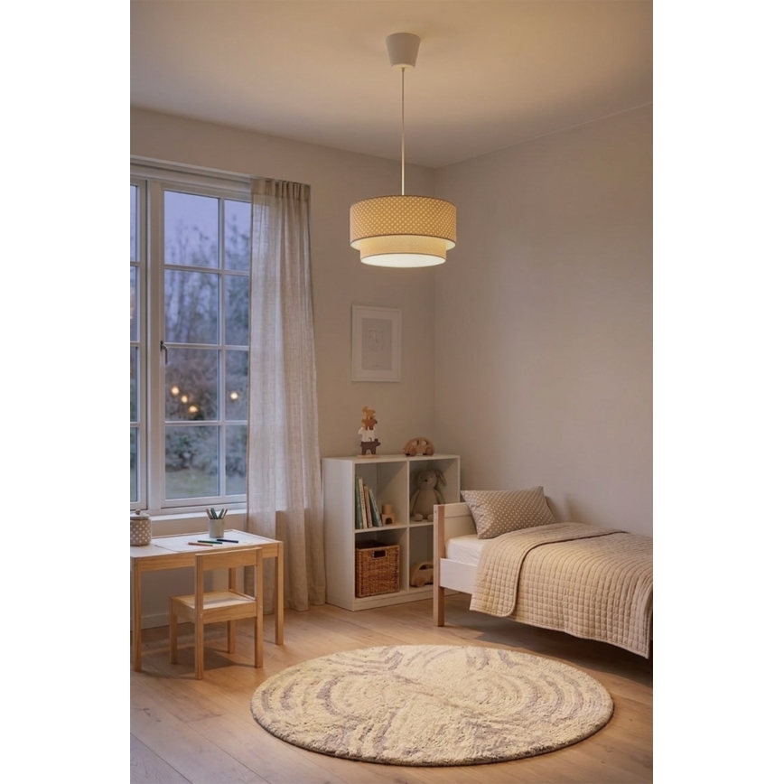 Brilagi-LED Lustră suspendată pe cablu BOHO BOBO 1xE27/60W/230V Ø 40 cm, cu buline bej/crem